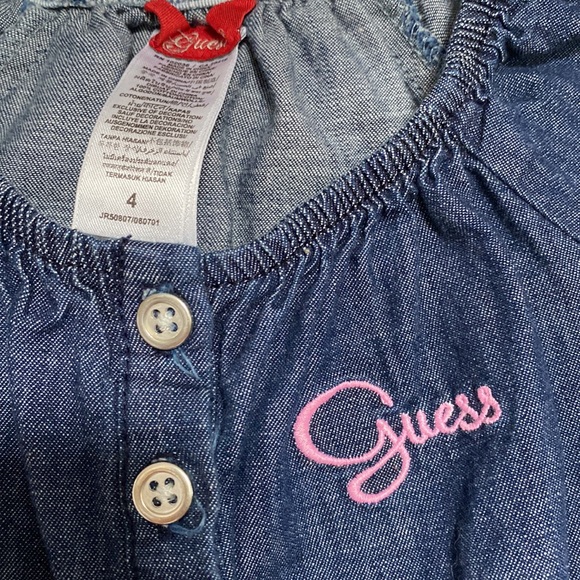 GUESS Kid Girl Jean Romper with Belt - size 4 - Picture 2 of 5